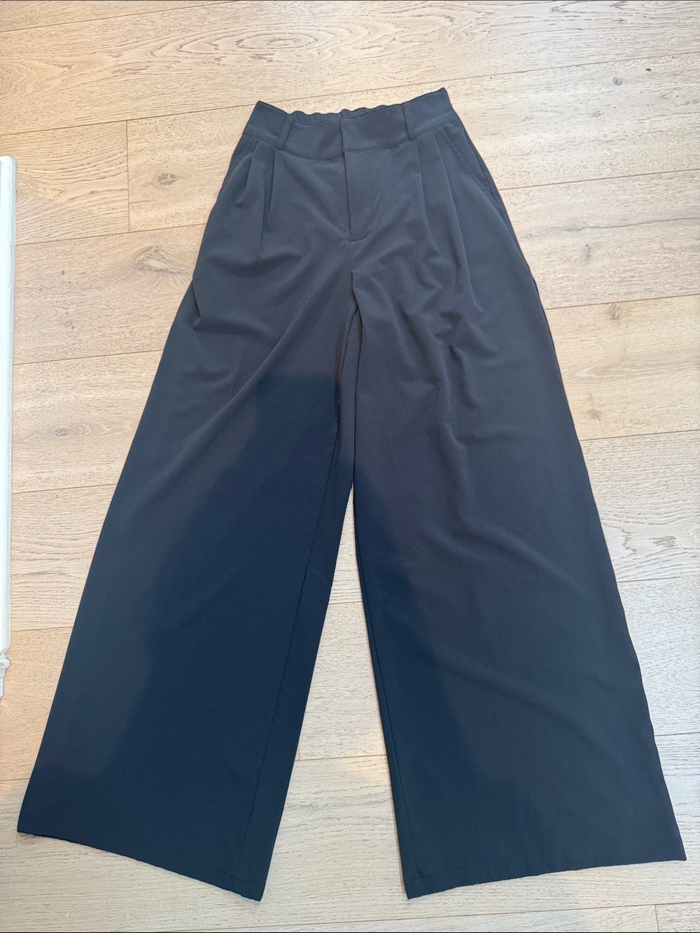 ALO Yoga Black Wide-Leg High Waist Ponte Pants